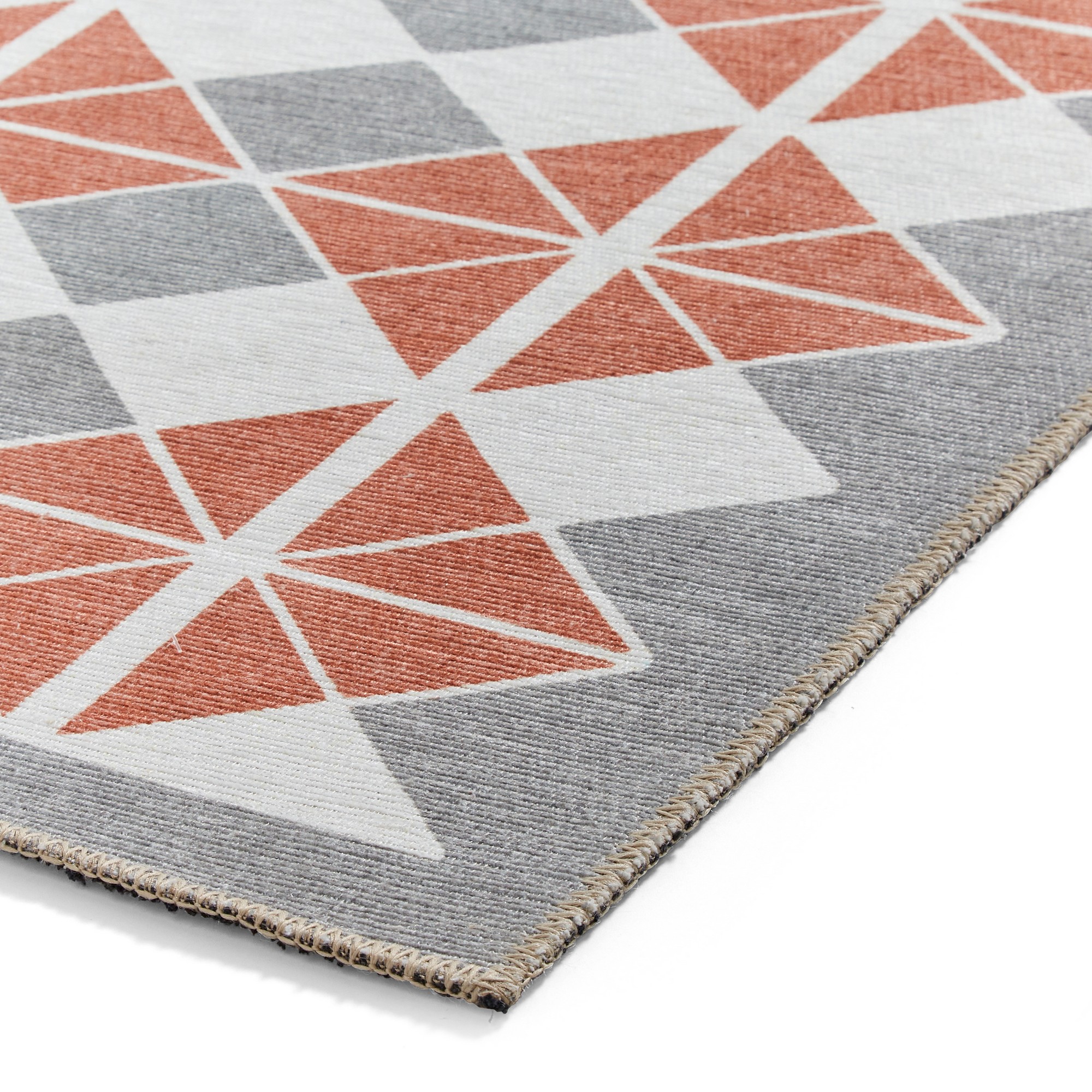 Victoria H1184 Modern Geometric Washable Rugs In Grey Orange